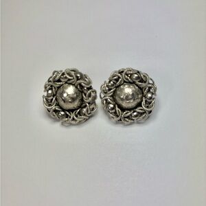 Elegant Silver-Toned Clip On Earrings Vintage